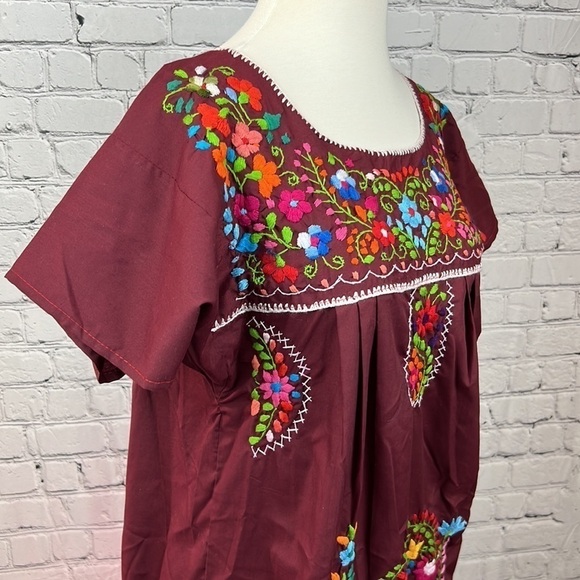 Frida Kahlo Hand-embroidered Dress 100% Cotton, Oaxaca, Size S - Picture 2 of 6